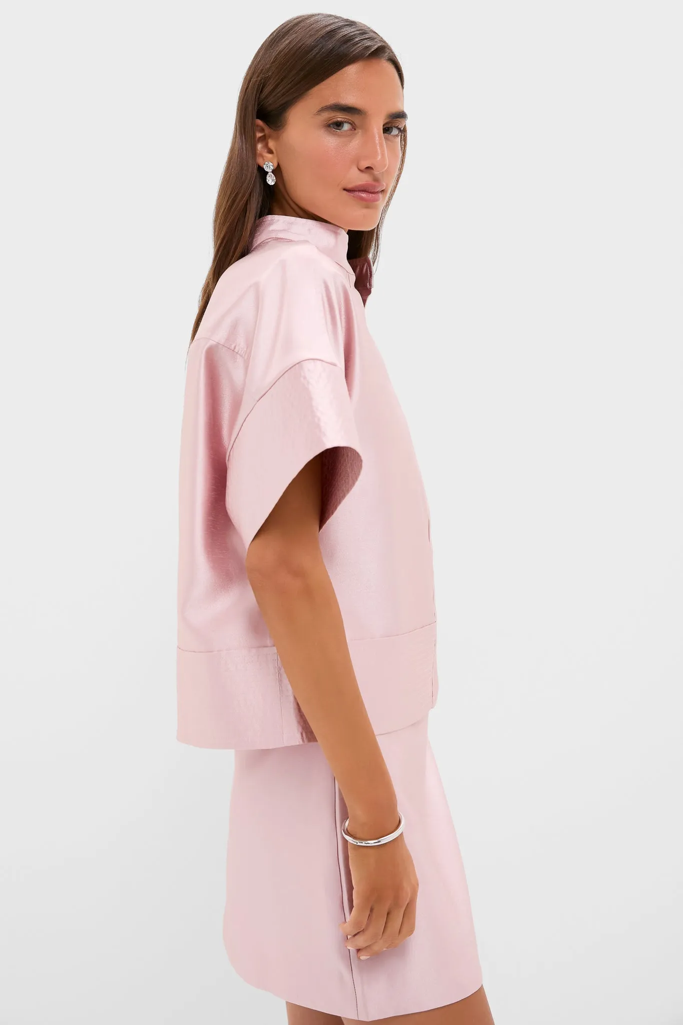 Light Pink Dupioni Trapunto Stitch Sofia Shirt sold by Tuckernuck product image thumbnail 3