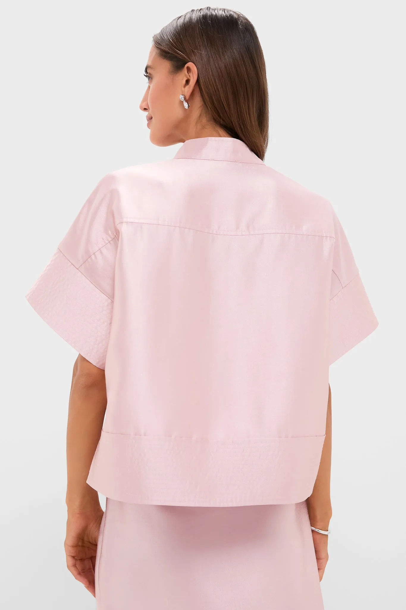 Light Pink Dupioni Trapunto Stitch Sofia Shirt sold by Tuckernuck product image thumbnail 4