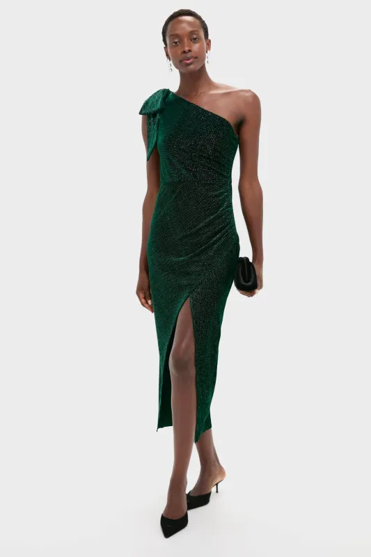 Emerald One Shoulder Ainslee Midi Dress sold by Tuckernuck