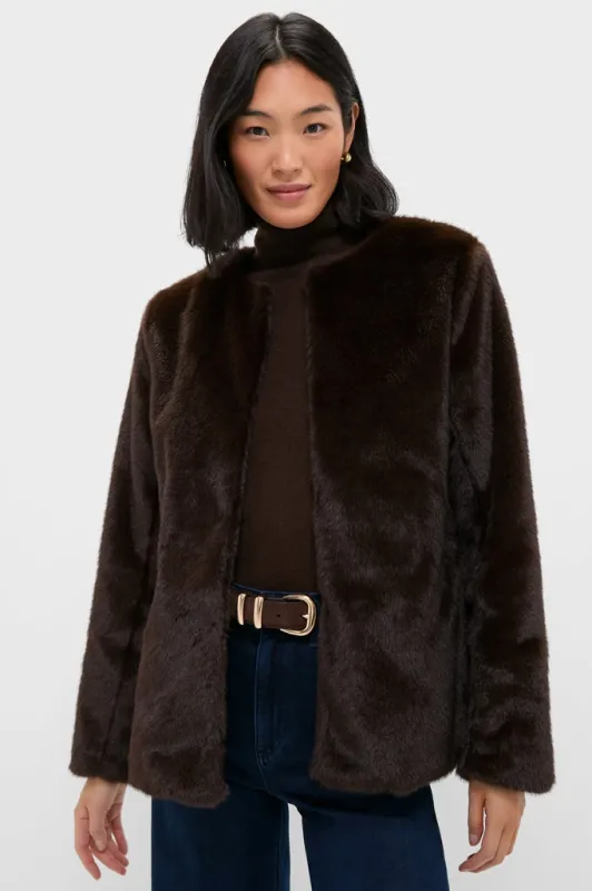 Dark Brown Cassidy Faux Fur Jacket sold by Tuckernuck