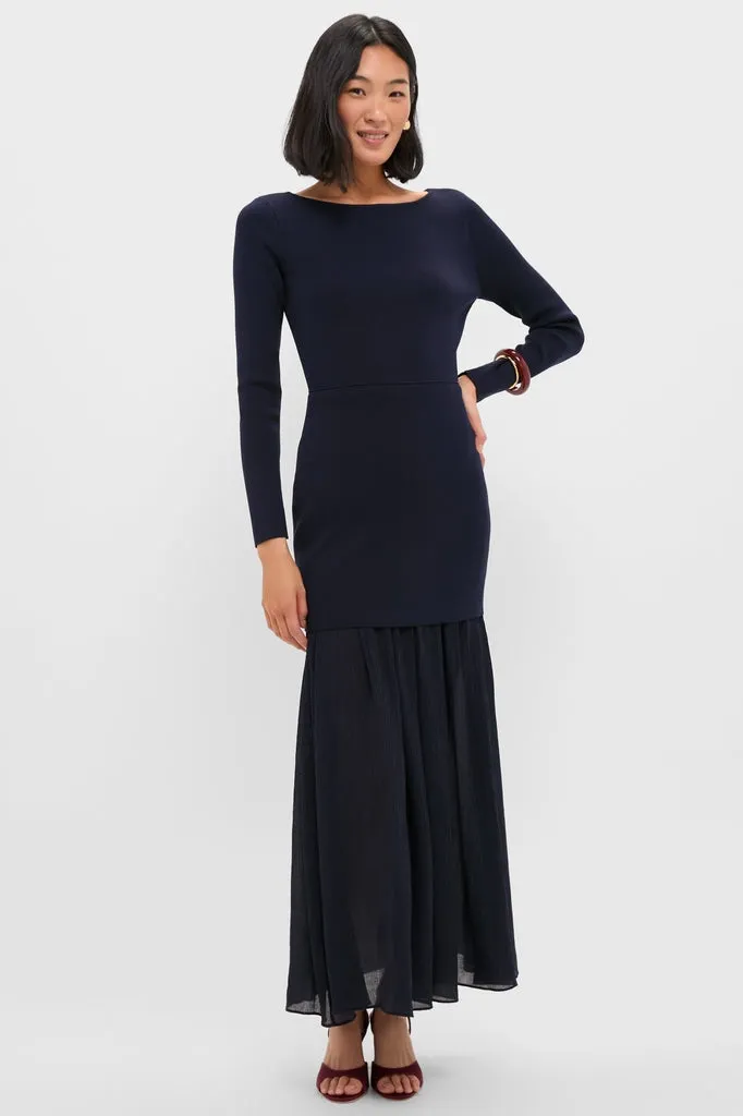 Navy Gemma Mix-Media Dress sold by Tuckernuck