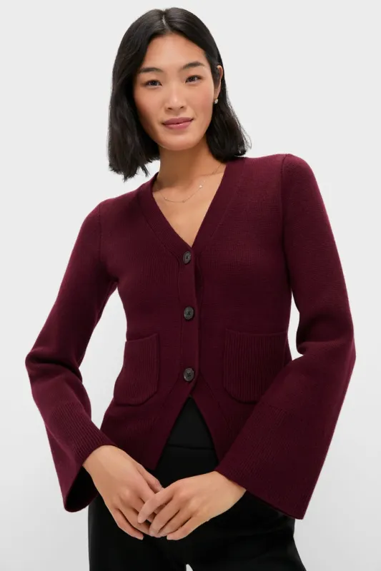 Claret Aeron V-Neck Cardigan sold by Tuckernuck