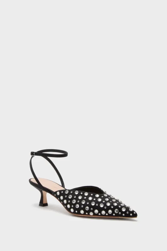 Black Satin with Crystal Rio Heels sold by Tuckernuck