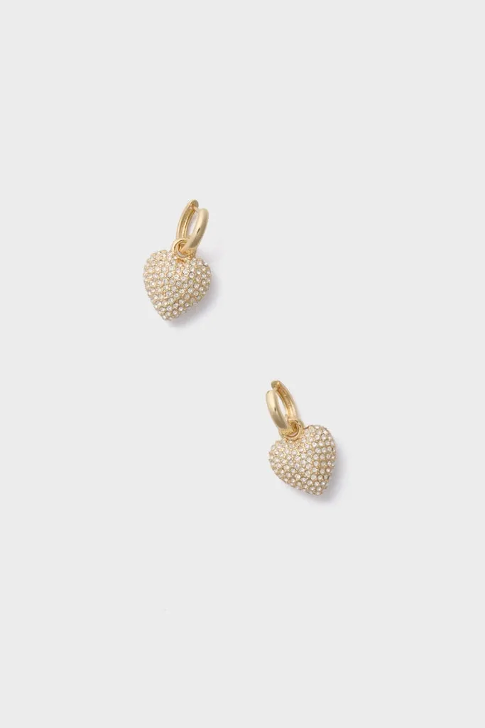 Gold The Mini Pave Puffy Heart Earrings sold by Tuckernuck product image thumbnail 4
