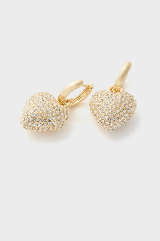 Gold The Mini Pave Puffy Heart Earrings sold by Tuckernuck