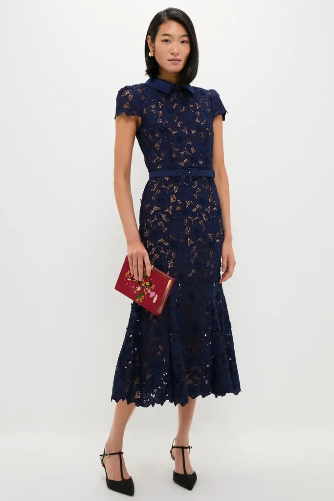 Navy Guipure Lace Midi Dress sold by Tuckernuck product image thumbnail 2