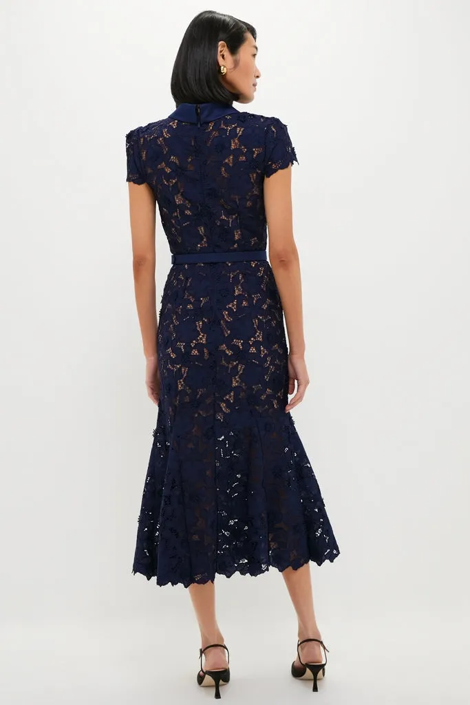Navy Guipure Lace Midi Dress sold by Tuckernuck product image thumbnail 4