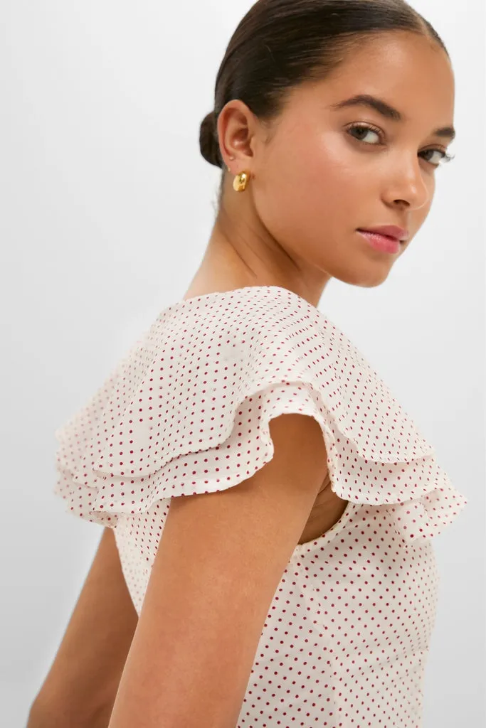 Cream and Red Polka Dot Marlowe Flutter Dress sold by Tuckernuck product image thumbnail 5