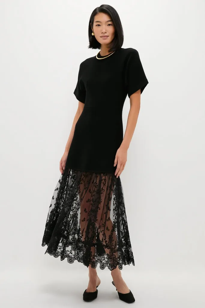 Black Diane Knit Lace Combo Knit Dress sold by Tuckernuck