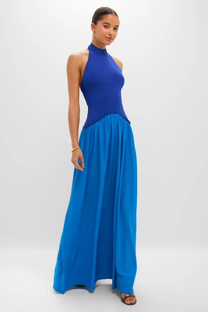 Cosmic Blue Soglio Halter Maxi Dress sold by Tuckernuck