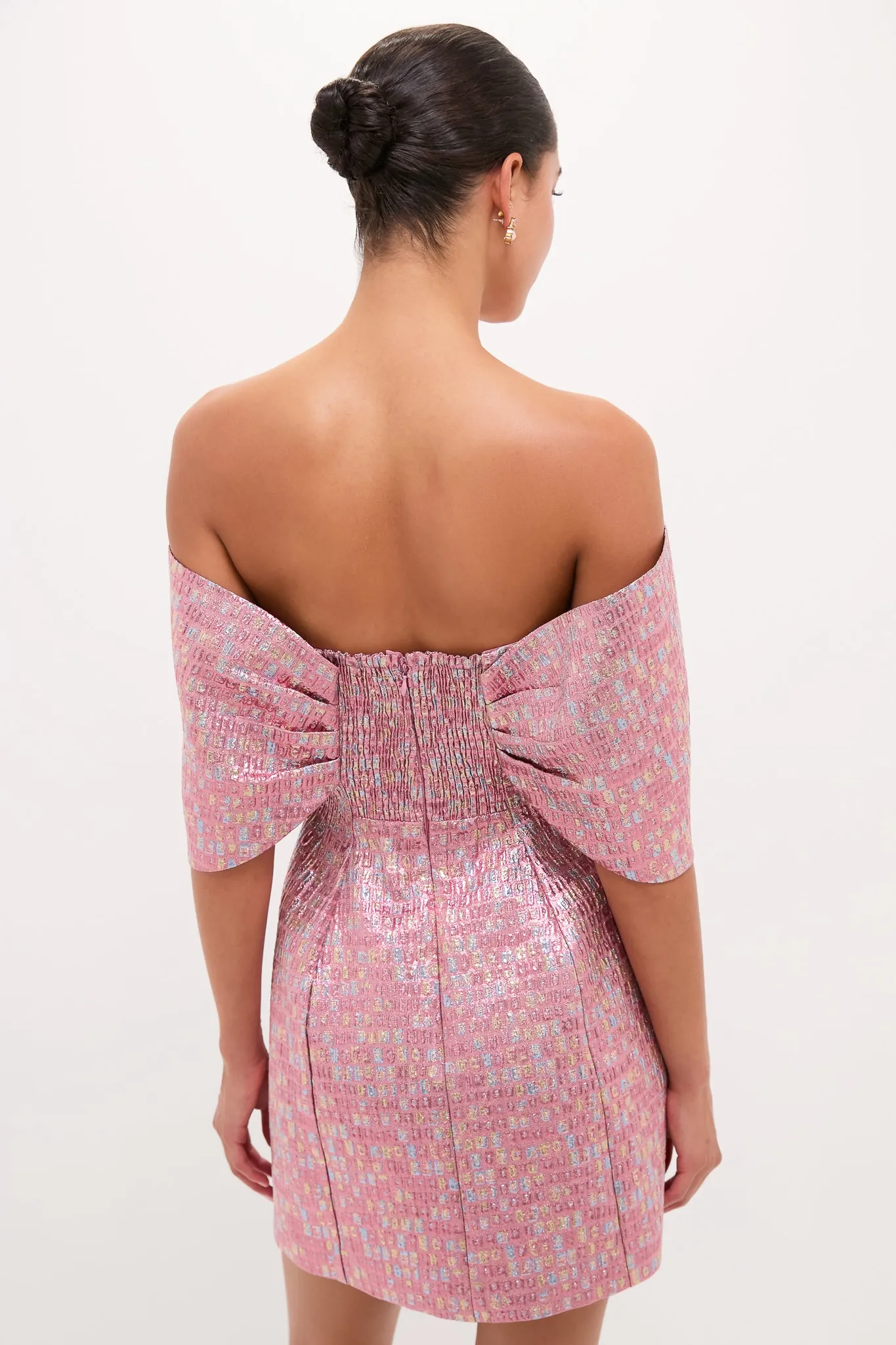 Pink Multi Jacquard Off-the-Shoulder Kara Mini Dress sold by Tuckernuck product image thumbnail 4