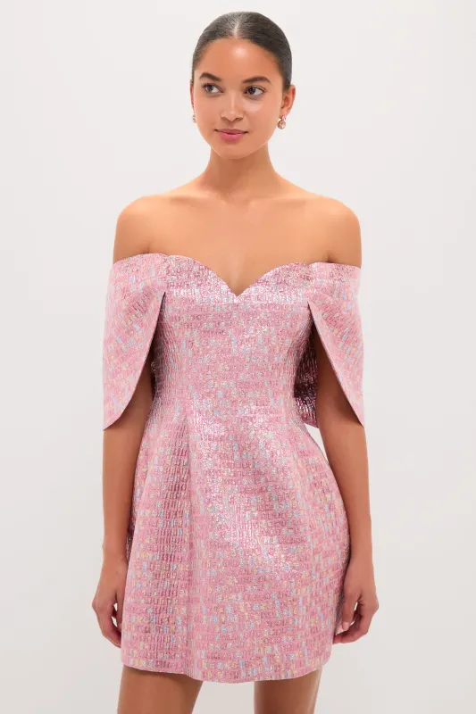 Pink Multi Jacquard Off-the-Shoulder Kara Mini Dress sold by Tuckernuck