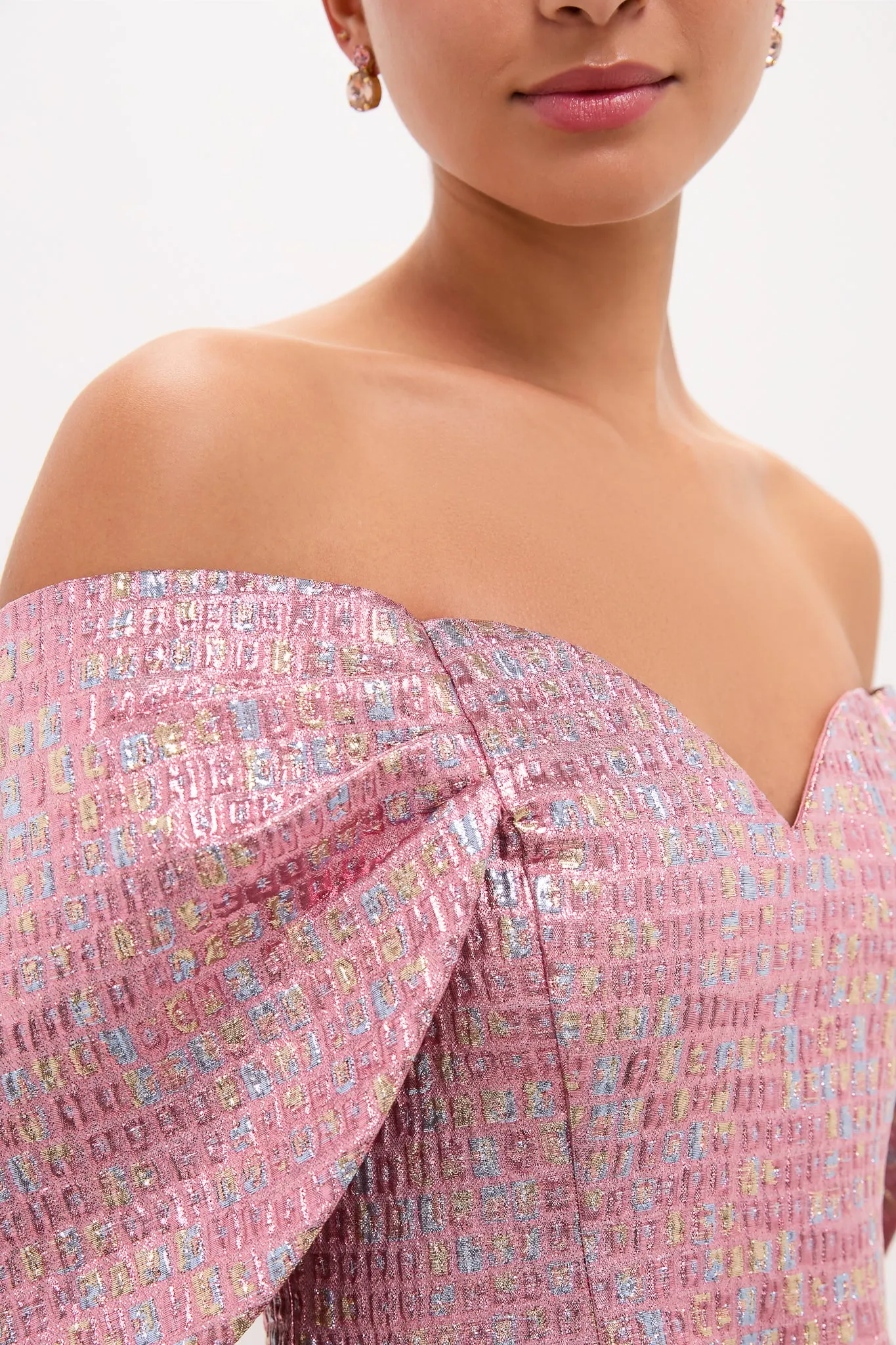 Pink Multi Jacquard Off-the-Shoulder Kara Mini Dress sold by Tuckernuck product image thumbnail 5