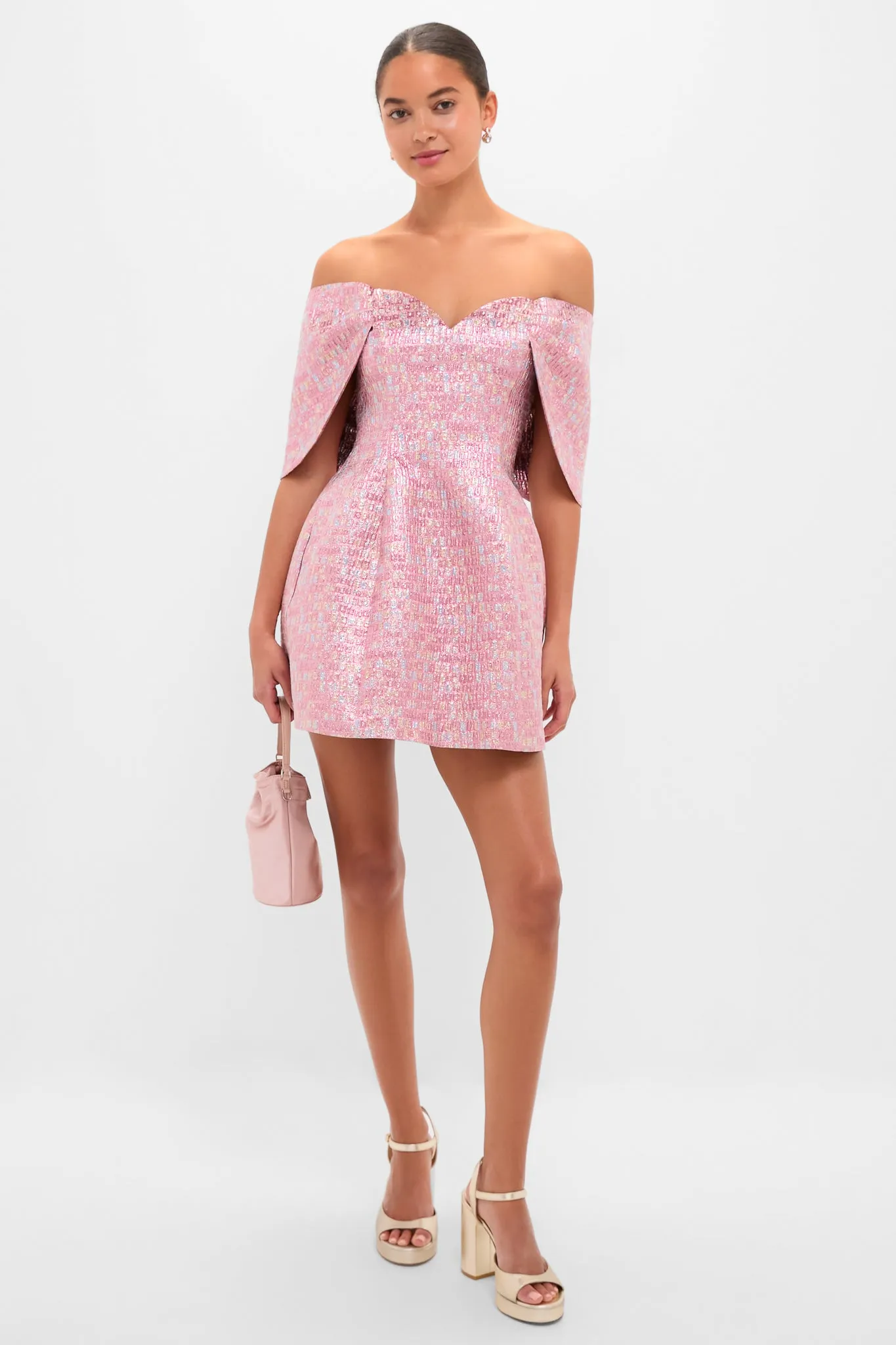 Pink Multi Jacquard Off-the-Shoulder Kara Mini Dress sold by Tuckernuck product image thumbnail 2