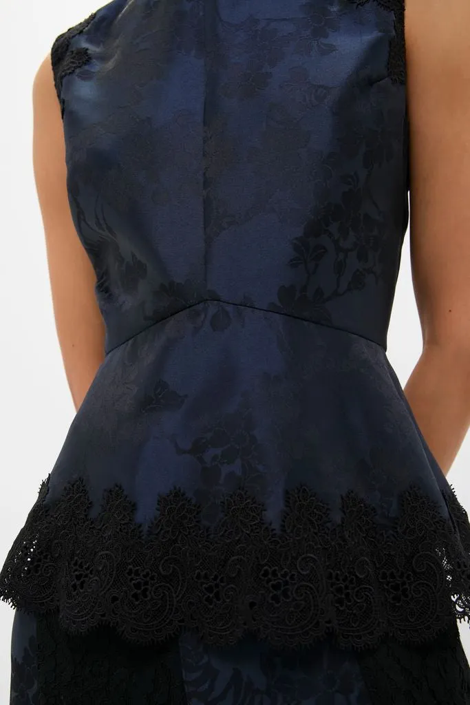 Navy Jacquard and Black Lace Margy Top sold by Tuckernuck product image thumbnail 5