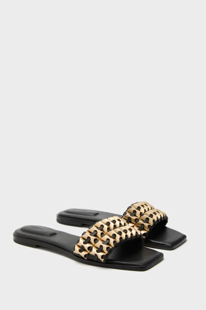 Black Faye Beaded Leather Flat Slides sold by Tuckernuck product image thumbnail 4