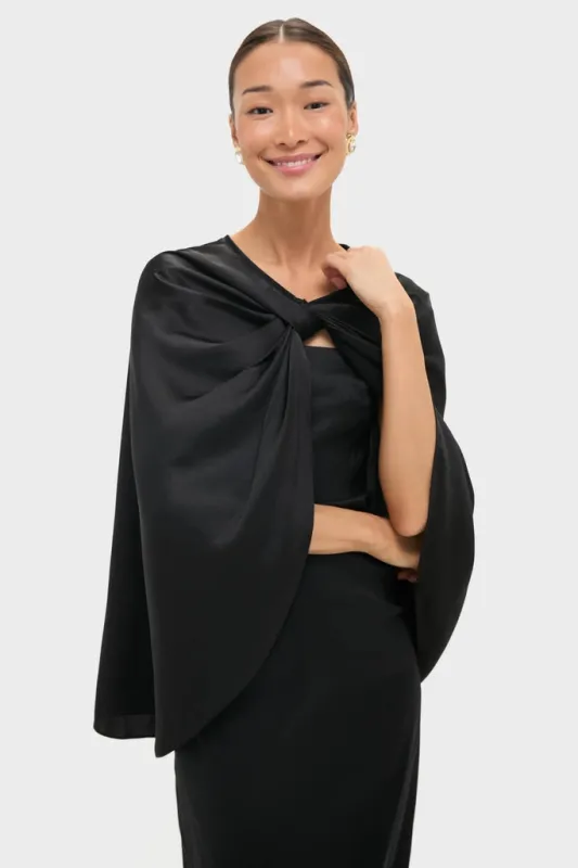 Black Satin Mountbatten Cape sold by Tuckernuck
