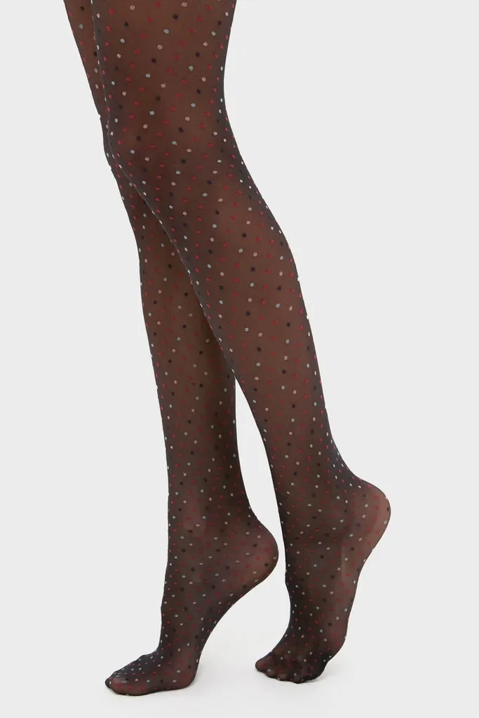 Black and Red Multicolored Dot Tights sold by Tuckernuck product image thumbnail 3