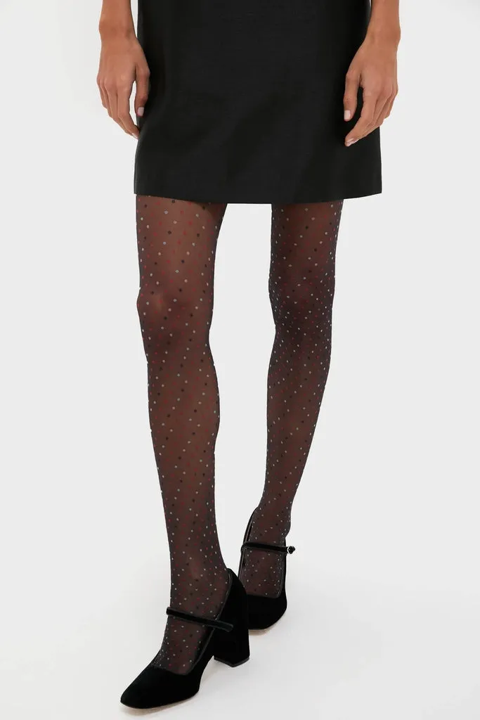 Black and Red Multicolored Dot Tights sold by Tuckernuck