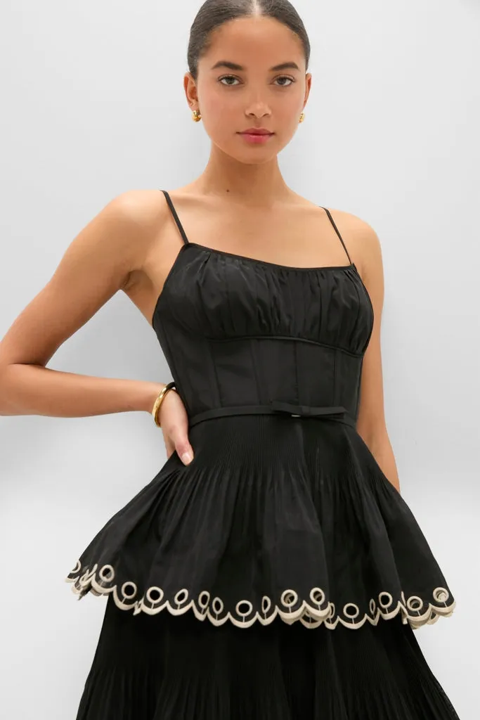 Black Embroidered Tiered Midi Dress sold by Tuckernuck product image thumbnail 4