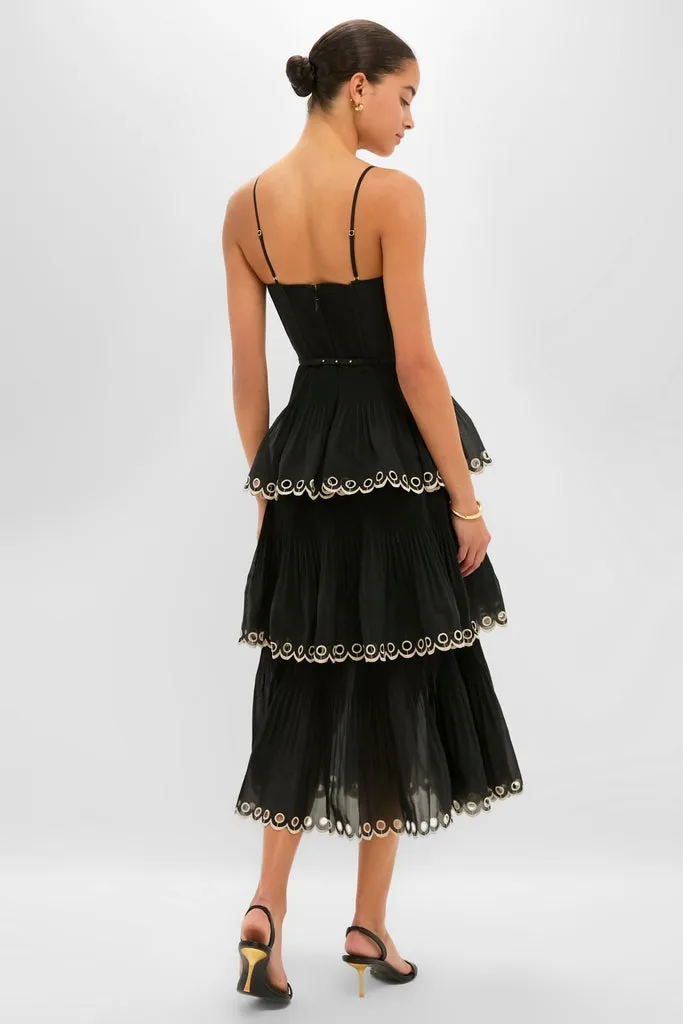 Black Embroidered Tiered Midi Dress sold by Tuckernuck product image thumbnail 3