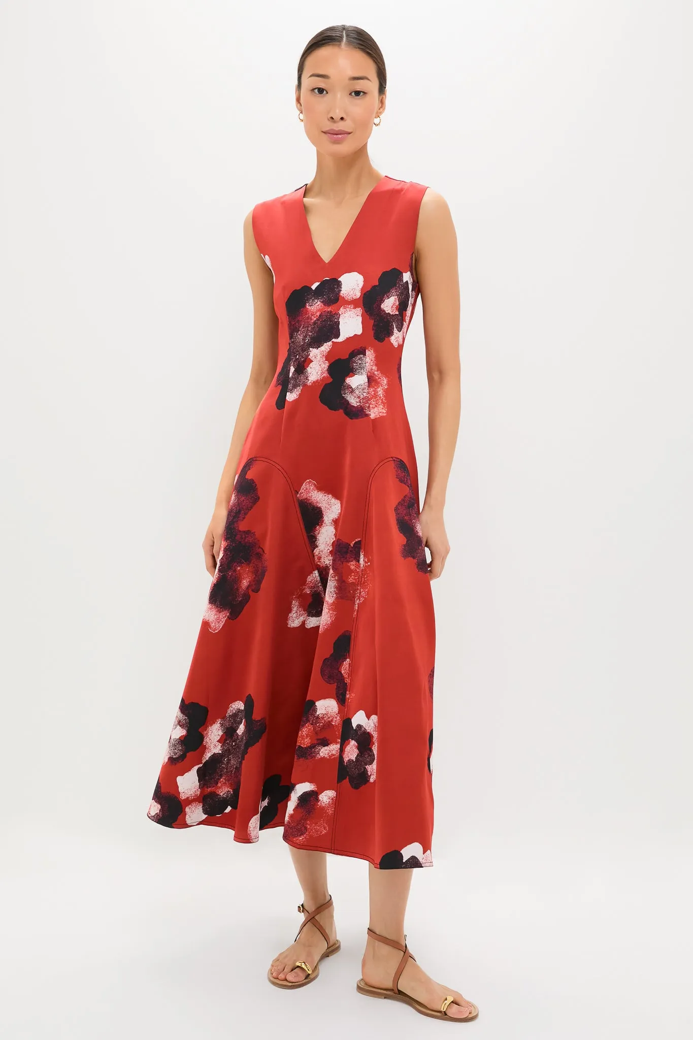 Crimson Red Water Floral Cosmic Midi Dress sold by Tuckernuck product image thumbnail 5