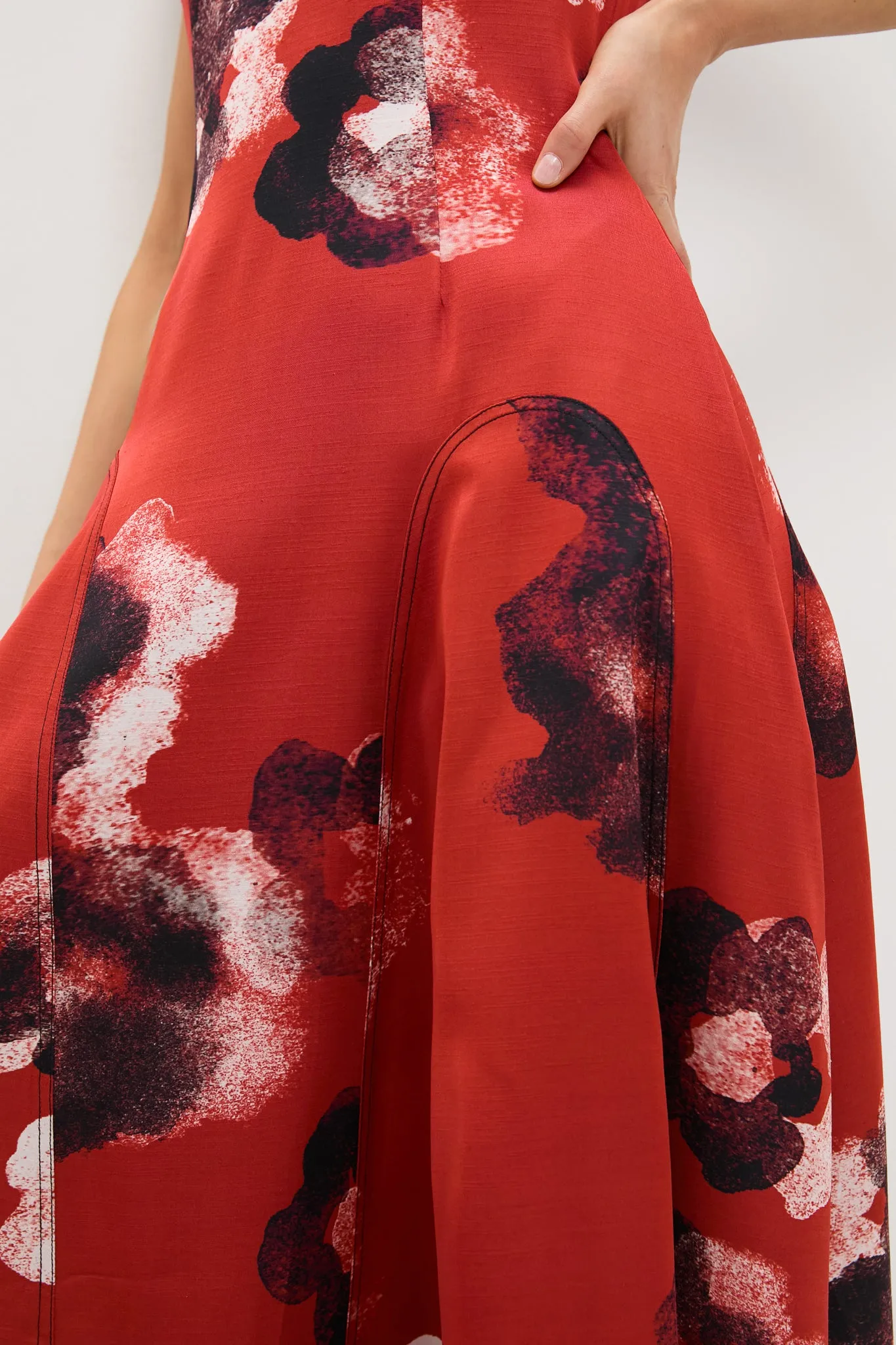 Crimson Red Water Floral Cosmic Midi Dress sold by Tuckernuck product image thumbnail 4