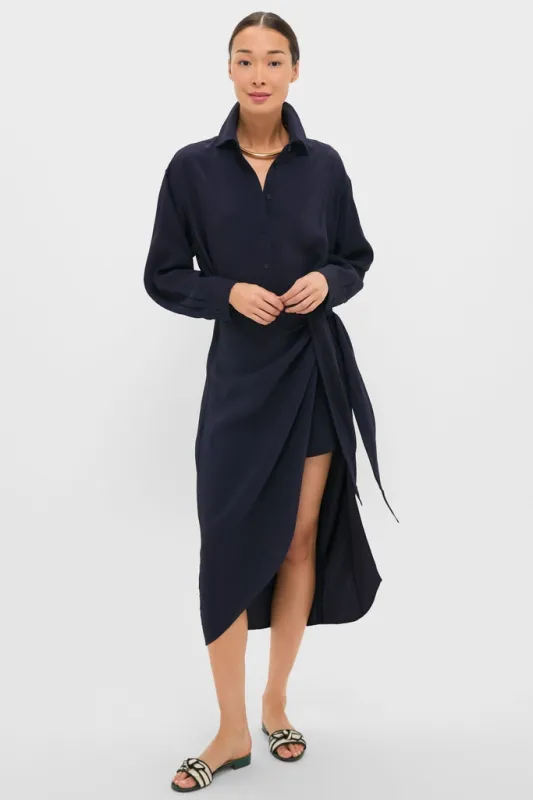 Midnight Alessandra Sarong Shirt Dress sold by Tuckernuck