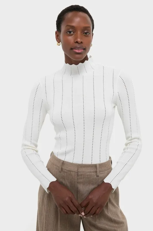 White Pointelle Knit Allen Turtleneck sold by Tuckernuck