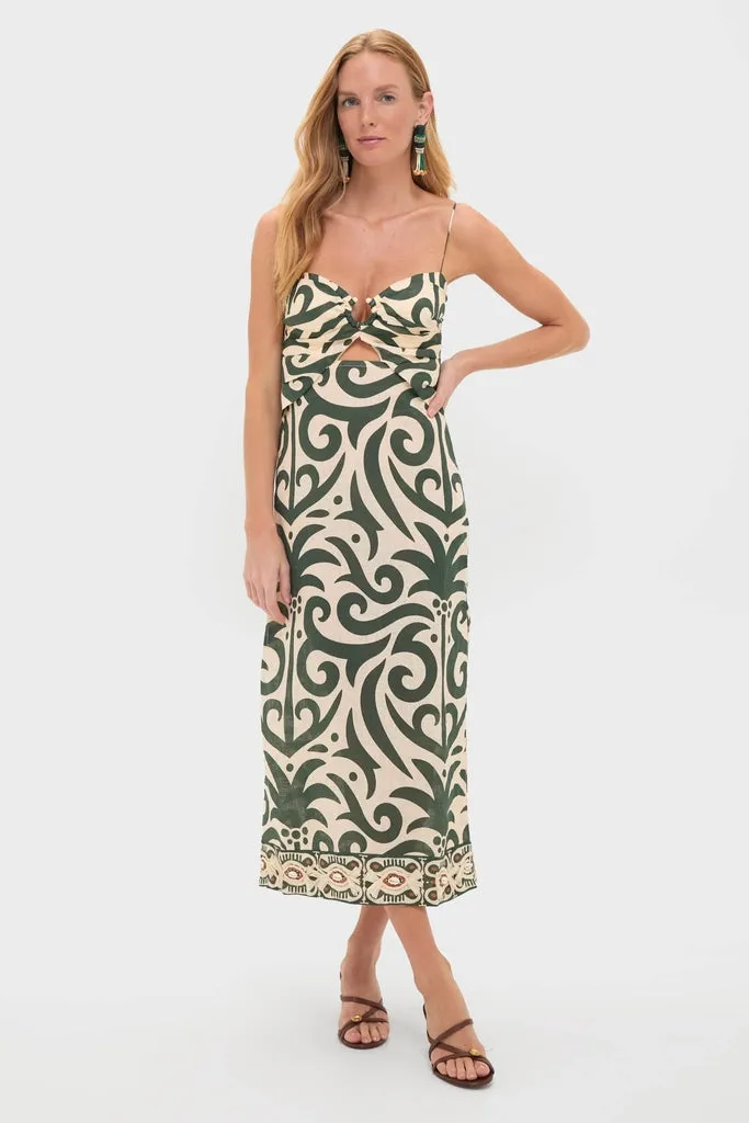 Ecru and Green Water Adventure Midi Dress sold by Tuckernuck