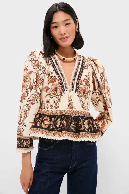 Majestic Garden Sand Blouse sold by Tuckernuck