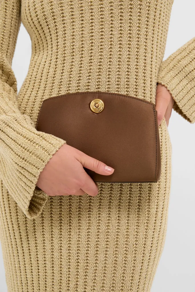 Brown Satin Pushlock Clutch sold by Tuckernuck product image thumbnail 2