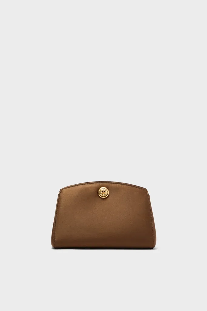 Brown Satin Pushlock Clutch sold by Tuckernuck