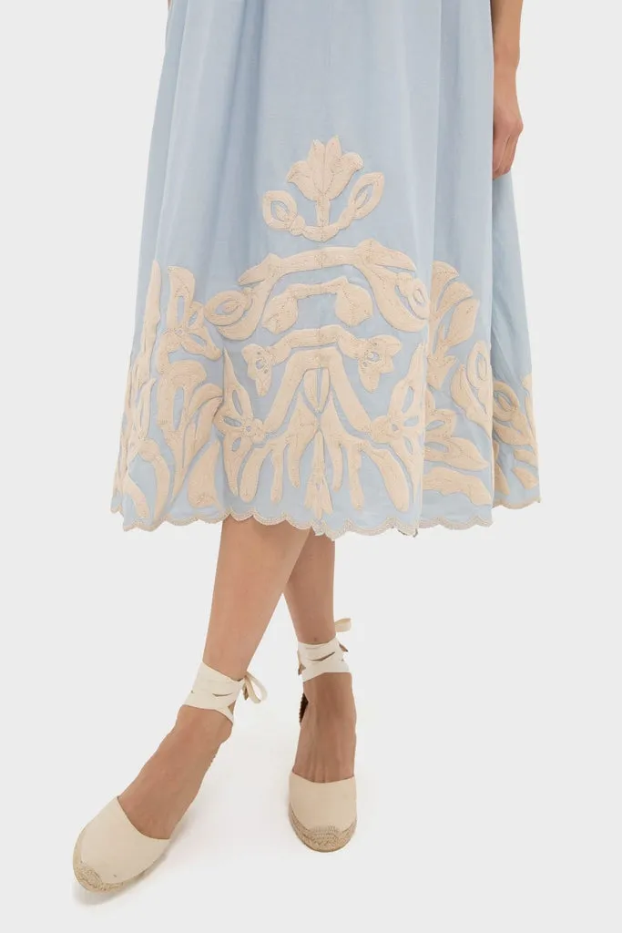 Blue Alexandra Embroidery Cap Sleeve Midi Dress sold by Tuckernuck product image thumbnail 5