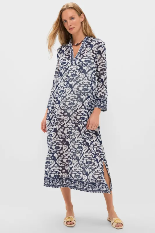 Dark Blue Giada Caftan sold by Tuckernuck