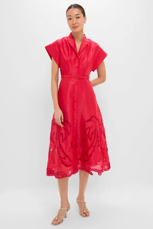 Scarlet Aubrey Applique Shirt Midi Dress sold by Tuckernuck