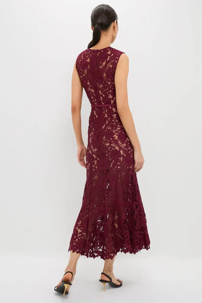 Burgundy Guipure Lace Midi Dress sold by Tuckernuck product image thumbnail 4
