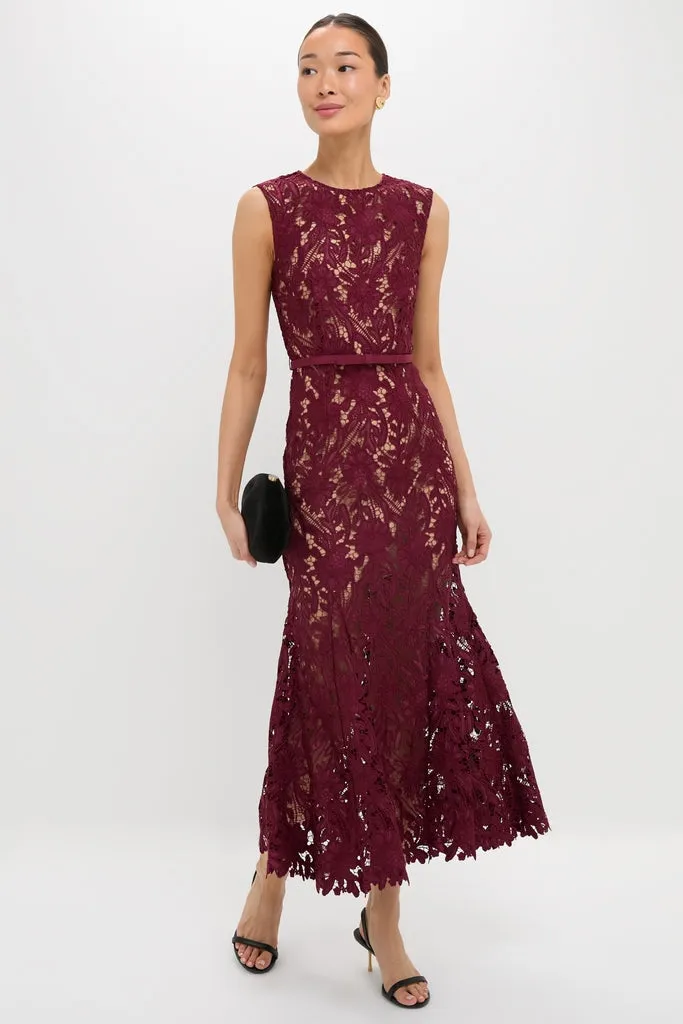 Burgundy Guipure Lace Midi Dress sold by Tuckernuck product image thumbnail 2
