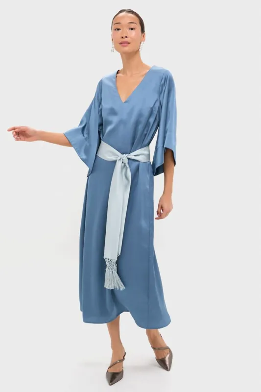 Blue Satin Emiliana Maxi Dress sold by Tuckernuck