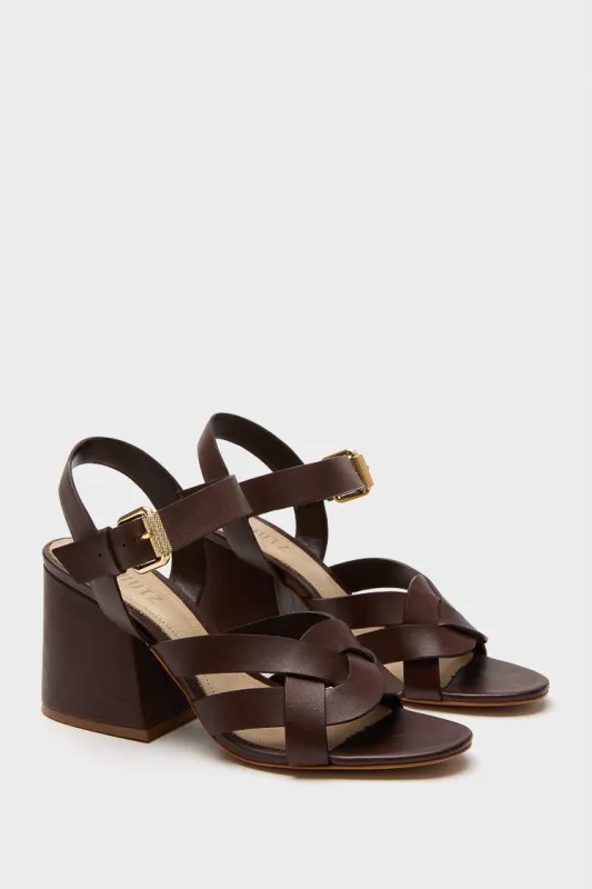 Chestnut Brown Renata Block Heels sold by Tuckernuck