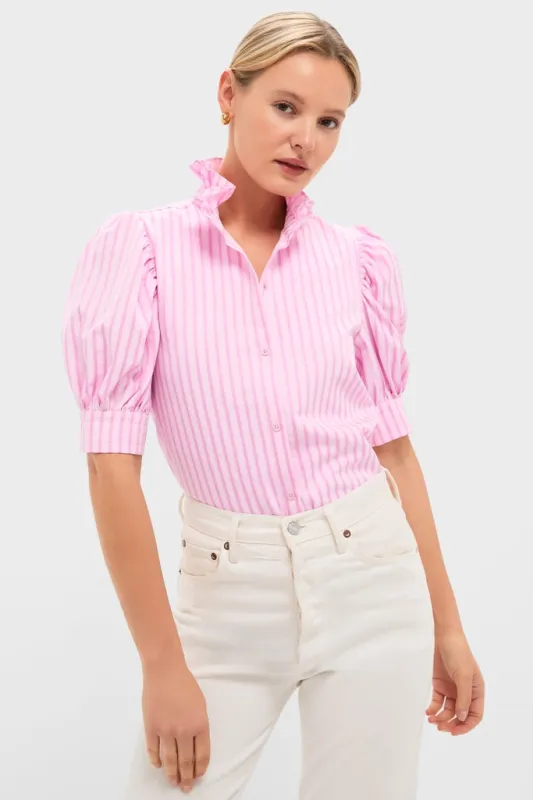 Pink Candy Stripe Louisa Blouse sold by Tuckernuck