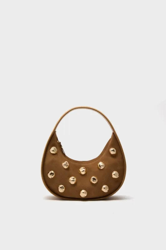 Camel Finn Studded Suede Shoulder Bag sold by Tuckernuck