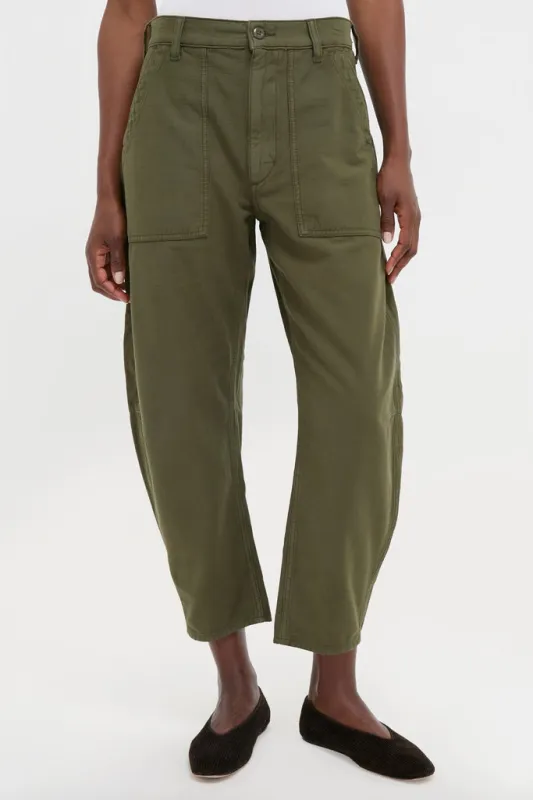 Dark Olive Reverse Sateen Woven Ankle Tapered Pants sold by Tuckernuck