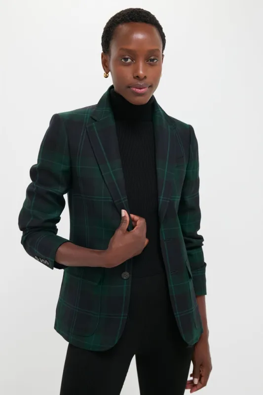 Green Navy Multi Tartan Brushed Wool Blazer sold by Tuckernuck