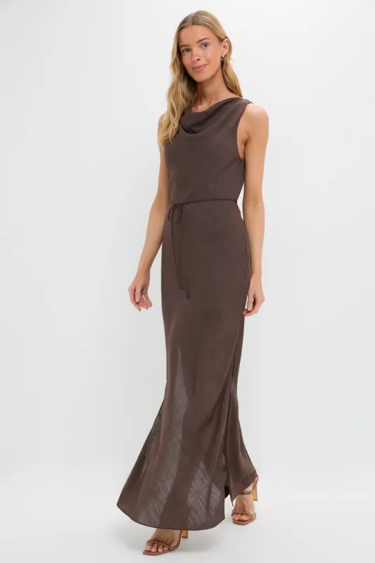 Chocolate Serine Maxi Dress made by Nude Lucy
