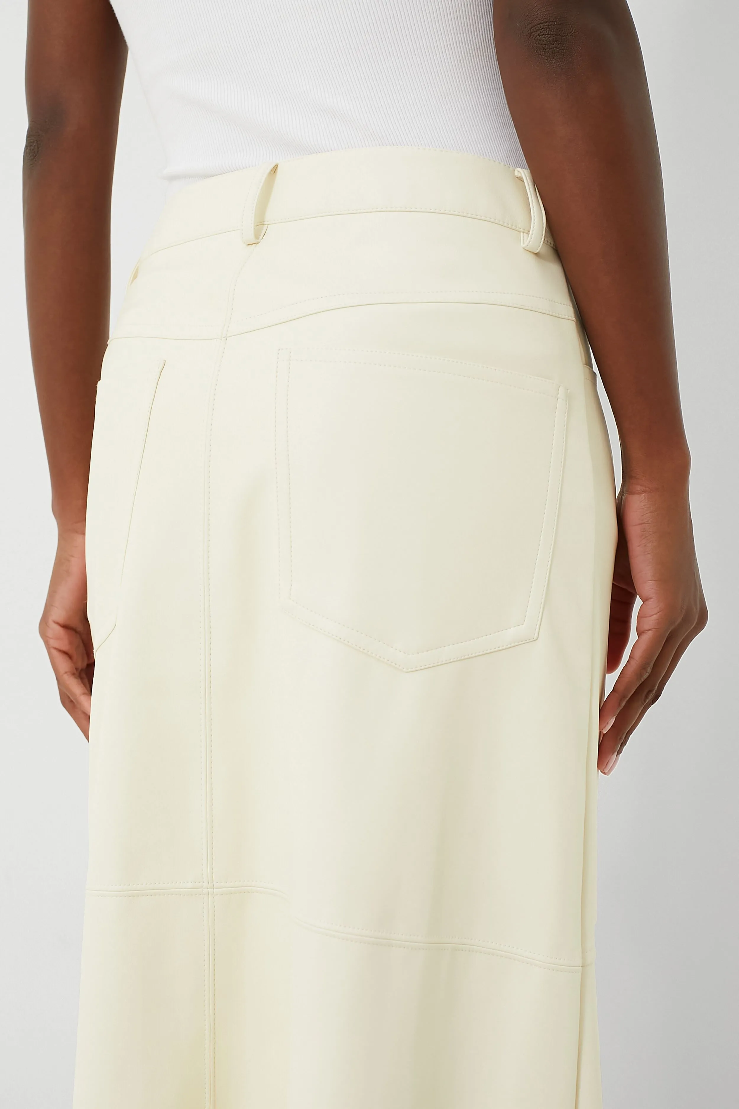 Ecru Vegan Leather Midi Skirt sold by Tuckernuck product image thumbnail 4