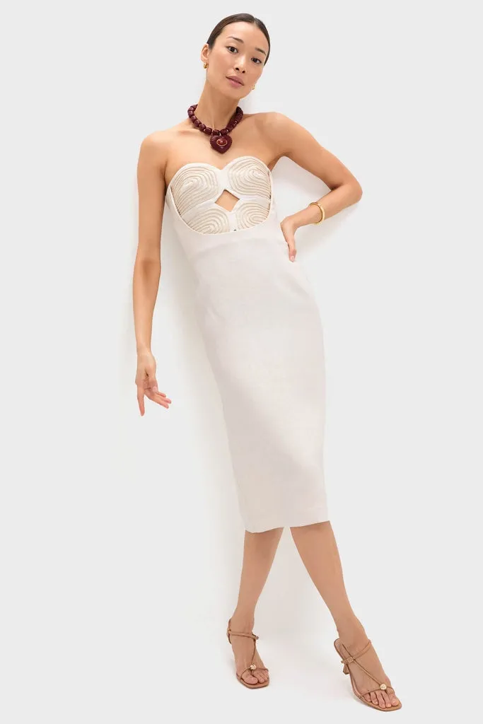 Ivory Calle Palmas Embroidered Midi Dress sold by Tuckernuck