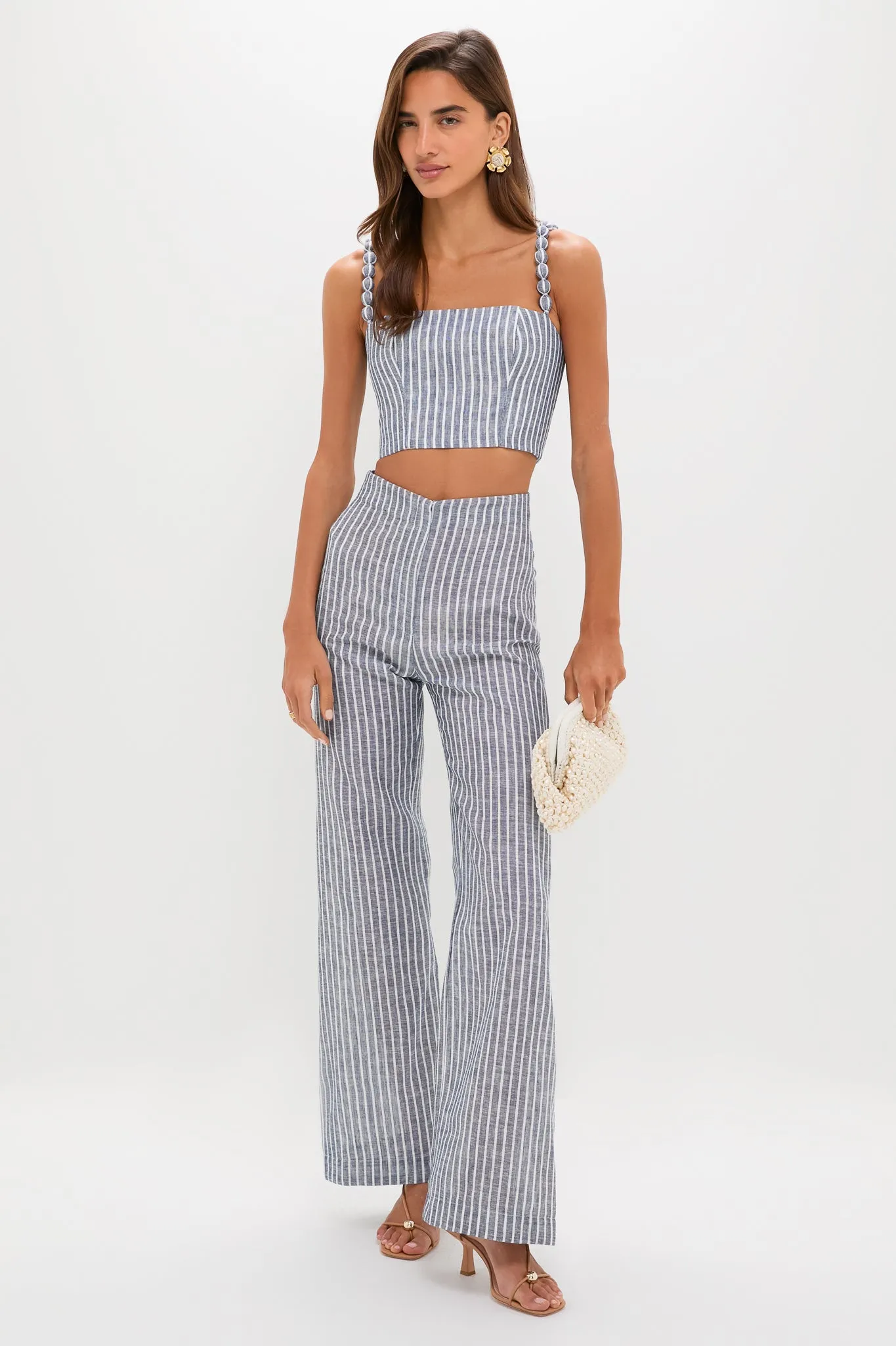 White and Blue Stripes Esperame Embellished Top sold by Tuckernuck product image thumbnail 2