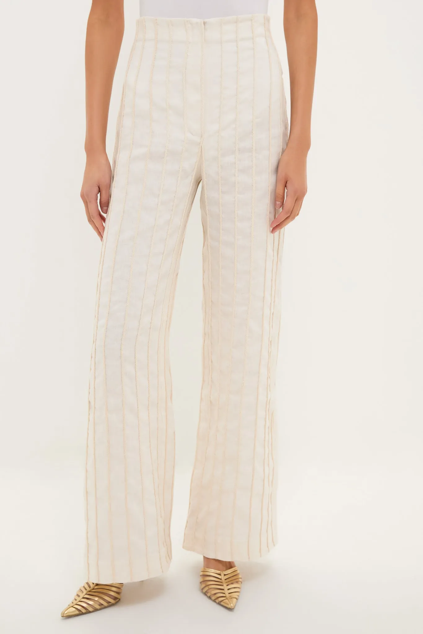 Ivory Tuyo Embroidered Pants sold by Tuckernuck