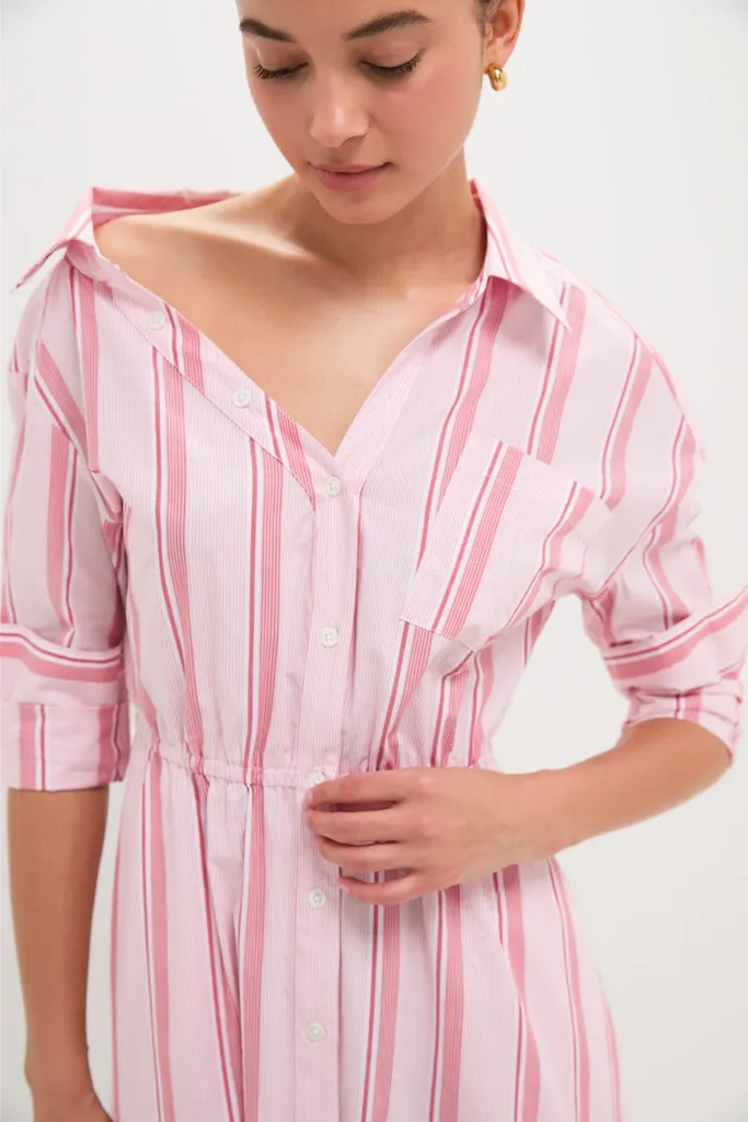 Red Stripe Falling Off the Shoulder Midi Dress sold by Tuckernuck product image thumbnail 5